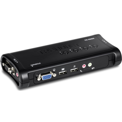 TRENDnet TK-409K 4-Port Desktop KVM Switch with Audio, 2048 x 1536 resolution, 2 USB, 1 x VGA/SVGA HDB 15-pin (F)
